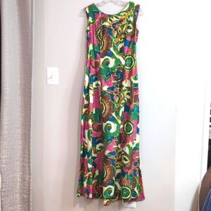Vintage Tori Richard Honolulu Printed Cotton Maxi Dress